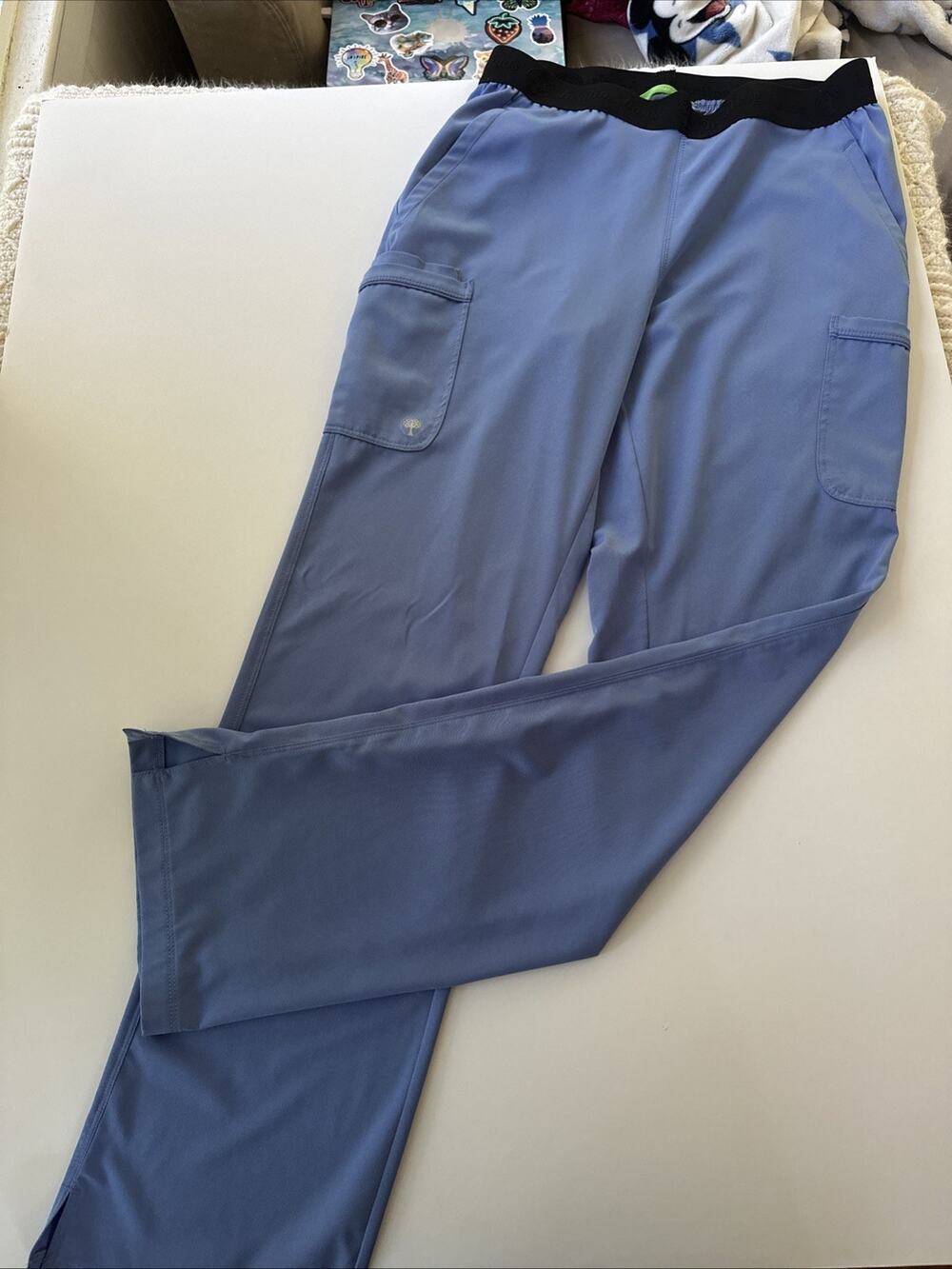 Women’s Medium Tall Healing Hands Ceil Blue Scrub Pants